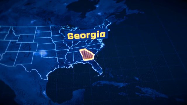 US Georgia state border 3D visualization, modern map outline, travel