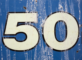 Written Wording in Distressed State Typography Found Number Fifty 50