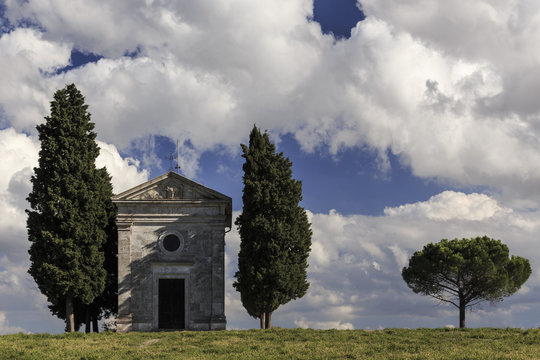 Madonna of Vitaleta Chapel, Italy, Tuscany, Siena province, San Quirico