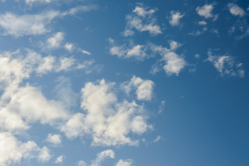 Beautiful blue sky with clouds, natural background