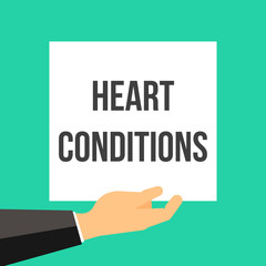 Man showing paper HEART CONDITIONS text
