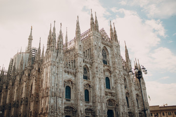 Fototapeta na wymiar Duomo di Milano (Milan Cathedral) and Piazza del Duomo , Milan, Italy