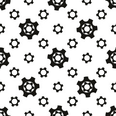 Seamless geometric pattern with gears. Black and white.