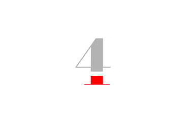grey red number 4 logo company icon design