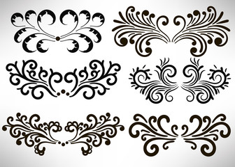 Abstract curly element set for design, swirl, curl. Vector illustration.