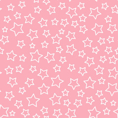 Vector line star seamless pattern Isolated on pink background.