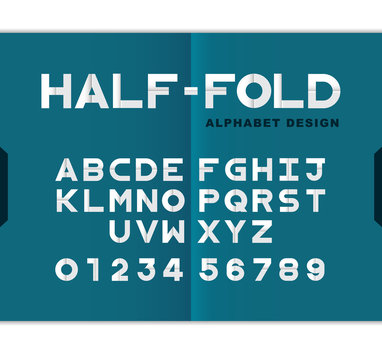 Vector modern Half-Fold paper alphabet design set-Origami style.Vector Illustration