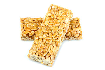 Sunflower seeds in caramel.Candy bar natural.