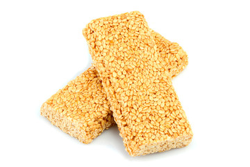 Sesame seeds in caramel.Candy bar natural.