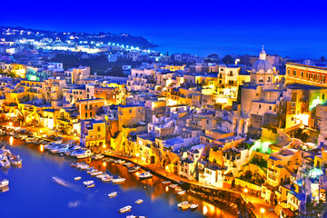 Panoramic view of Procida Island, Campania, Italy