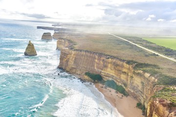 Aerial View of the Great Ocean Road in Victoria, Australia