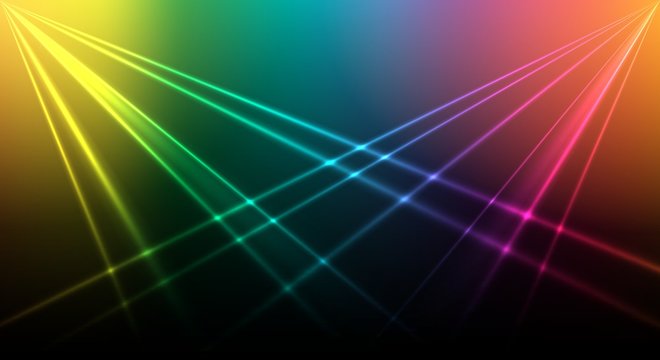 Bright laser background. Colored lights background for nightclub or disco show club scene or poster, vector illustration