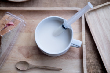 Fresh milk in white cup