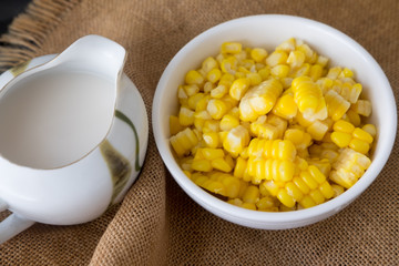 Healthy breakfast with corn and milk