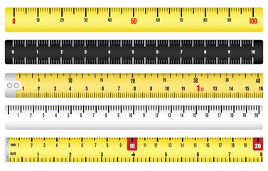 Measuring tape. Measurement ruler tape isolated on white background, ruler metre tool, vector illustration