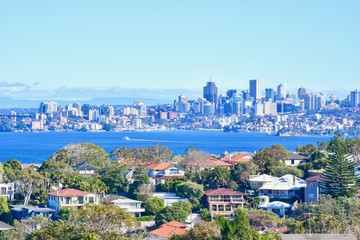 Fototapeta premium Piękny widok na port w Sydney i nowoczesne drapacze chmur