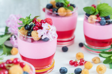 Multivitamin summer berry delicious panacotta.