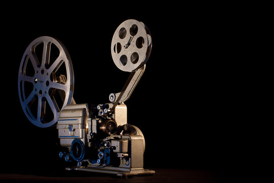 movie projector on black background