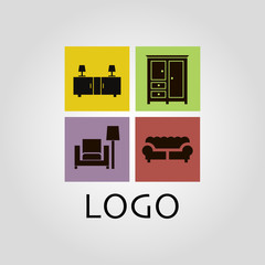 Furniture and home appliance logo template isolated flat vector icon 