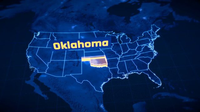 US Oklahoma state border 3D visualization, modern map outline, travel