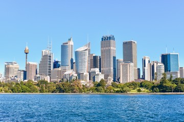 Fototapeta na wymiar View of Modern Sydney Skylines Near Harbour Bay in Australia