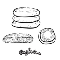 Hand drawn sketch of Bazlama bread