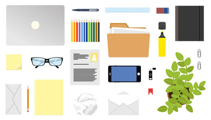 Obraz premium Schreibtisch Utensilien Creator Vector Illustration #1