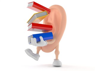 Ear character carrying books