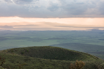 Panoramic view from mount Longonot in Kenya