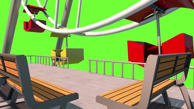 Ferris Wheel Rides Playground Luna Park Down Green Screen