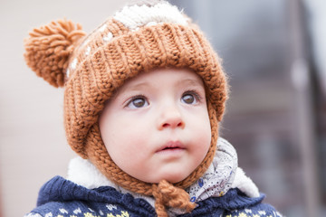 cute baby boy in Canadian winter