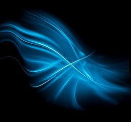 Abstract blue background, abstract lines twisting into beautiful bends