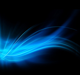 Abstract blue background, abstract lines twisting into beautiful bends