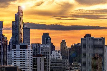 urban cityscape building on golden skyline sunrise