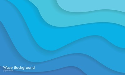 3D Wave Background. paper cut design. banner, flyer, poster or web site design. Paper cut style, blue vector illustration. 