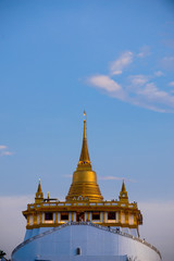 Naklejka premium The Golden Mount at Wat Saket, Travel Landmark of Bangkok THAILAND