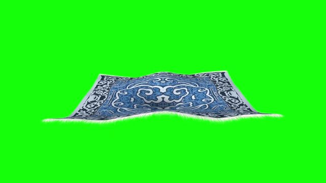 Flying Carpet Front Green Screen 3D Rendering Animation