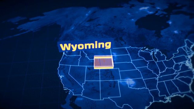 US Wyoming state border 3D visualization, modern map outline, travel