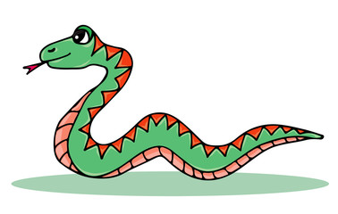 Cute colorful snake isolated on the white background
