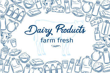 hand drawn dairy products