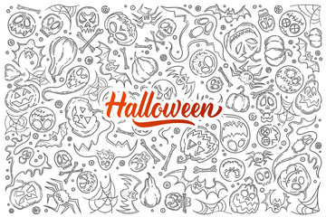 Hand drawn Halloween symbols.