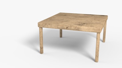 Old wooden table background work, 3d rendering