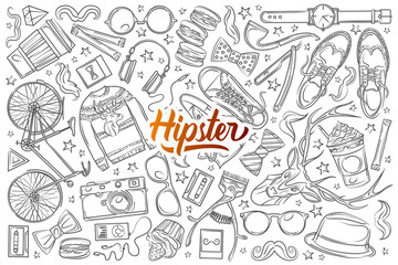 Hand drawn hipster elements and clothes.