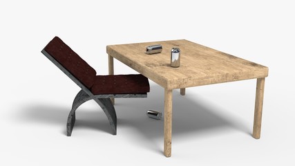 The background consisting of old and modern belongings, 3d rendering