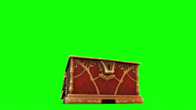MysteryBox Clown Gold Red Coins Open Down Green Screen 3D Rendering Animation