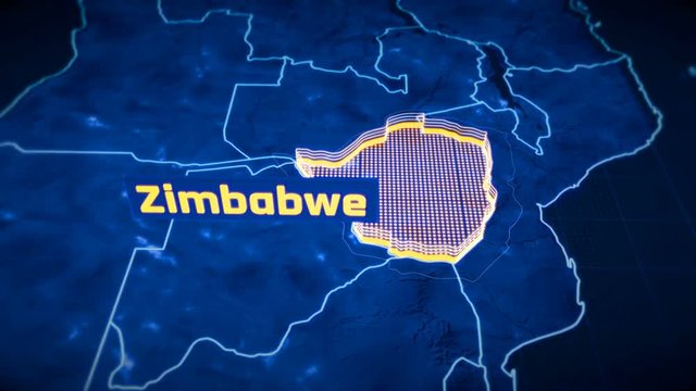 Zimbabwe country border 3D visualization, modern map outline, travel