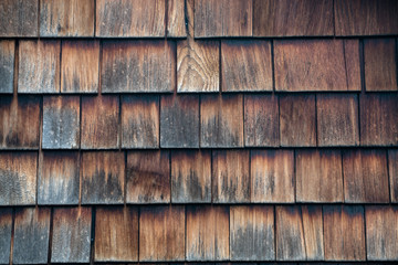 Old wooden tiles on roof