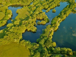 Aerial photo of a lake near Birminham uk