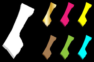 3D map of Gaza Strip (Palestinian National Authority) - white, yellow, blue, purple, brown, green and gold - vector illustration