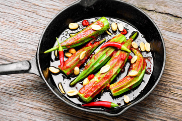 Vegetarian dish from okra